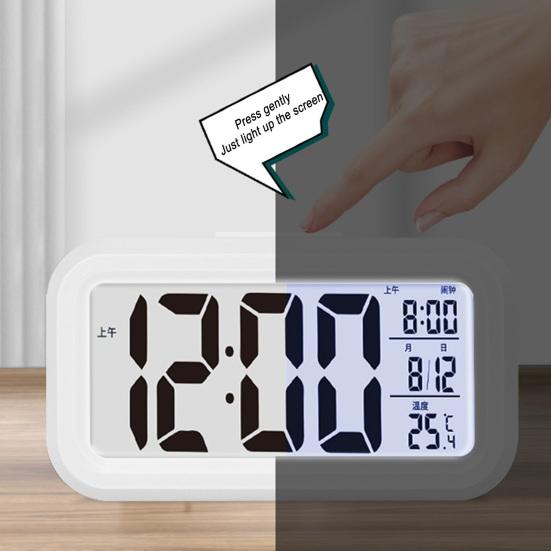 Digitaler Wecker Große LED-Anzeige Lautstärke einstellbar Touch-Snooze Datums- Temperaturanzeige Batteriebetrieben Heim Schlafzimmer Uhr