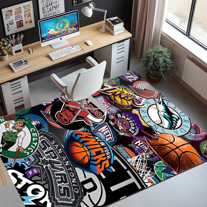 NBA Pattern Rug, Indoor/Outdoor Mat, for Picnic, Gameroom, Bedroom, Office, Living Room, Home Decor Carpet, Birthday Gift