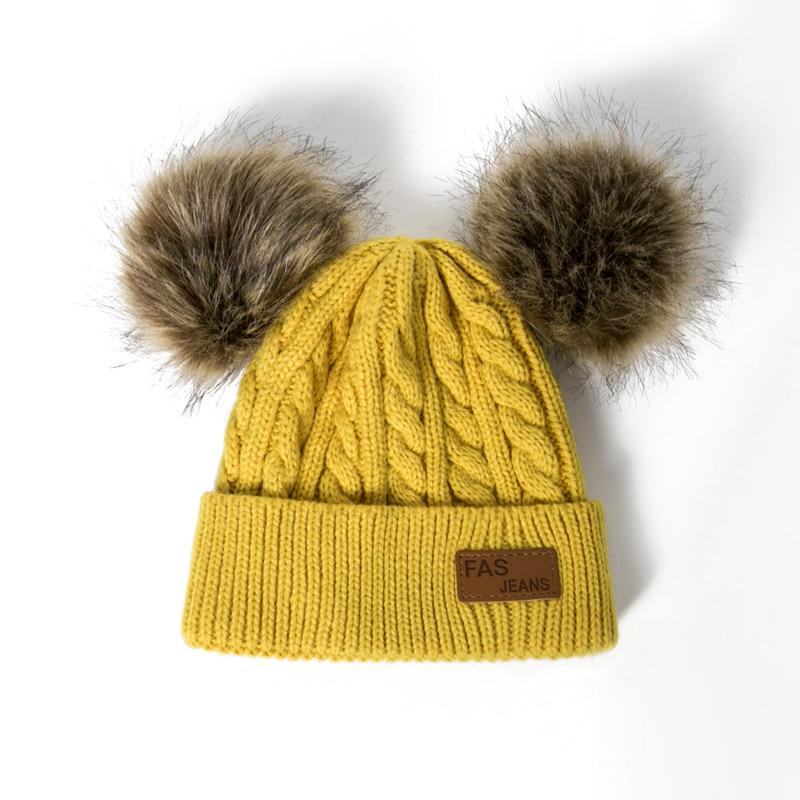 New Kid Hat Children Double Pompom Winter Hat Cute Knitted Hat For Girls Boys Casual Girls Hat Baby Beanie Cap
