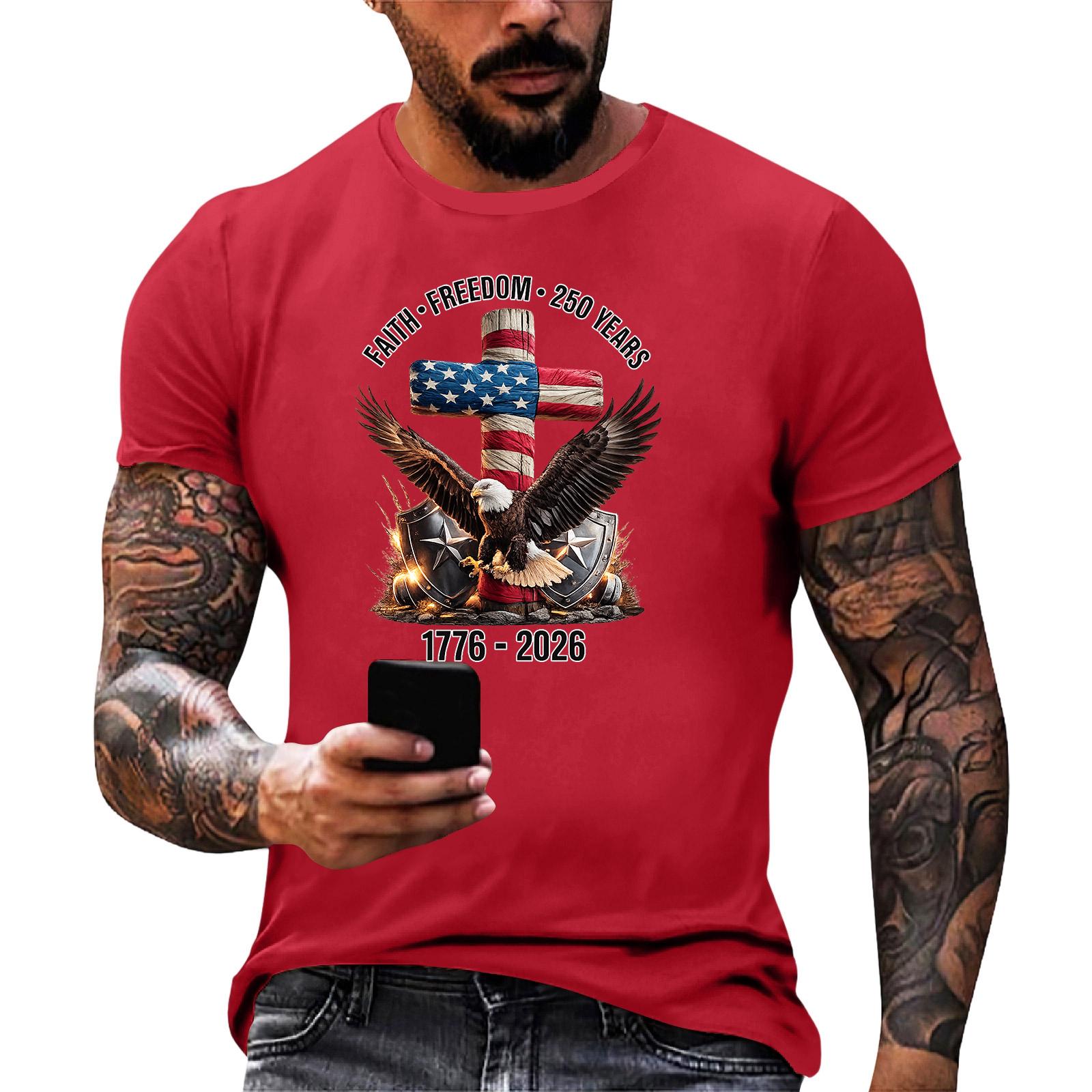 

Men s Loose Fit Sleeveless Casual Top Independence Day Patriotic Graphic Print Crew Neck Cotton Blend Summer Wear M