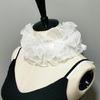 Women Organza Layering Ruffled False Collar Ribbon Tie Detachable Chokers Shawl