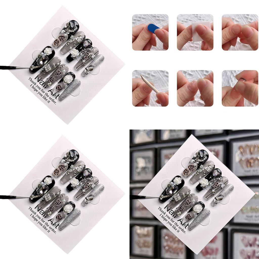 Handmade Dark European And American Style Heavy-luxury Large Rhinestone Camellia Nail Art Piece