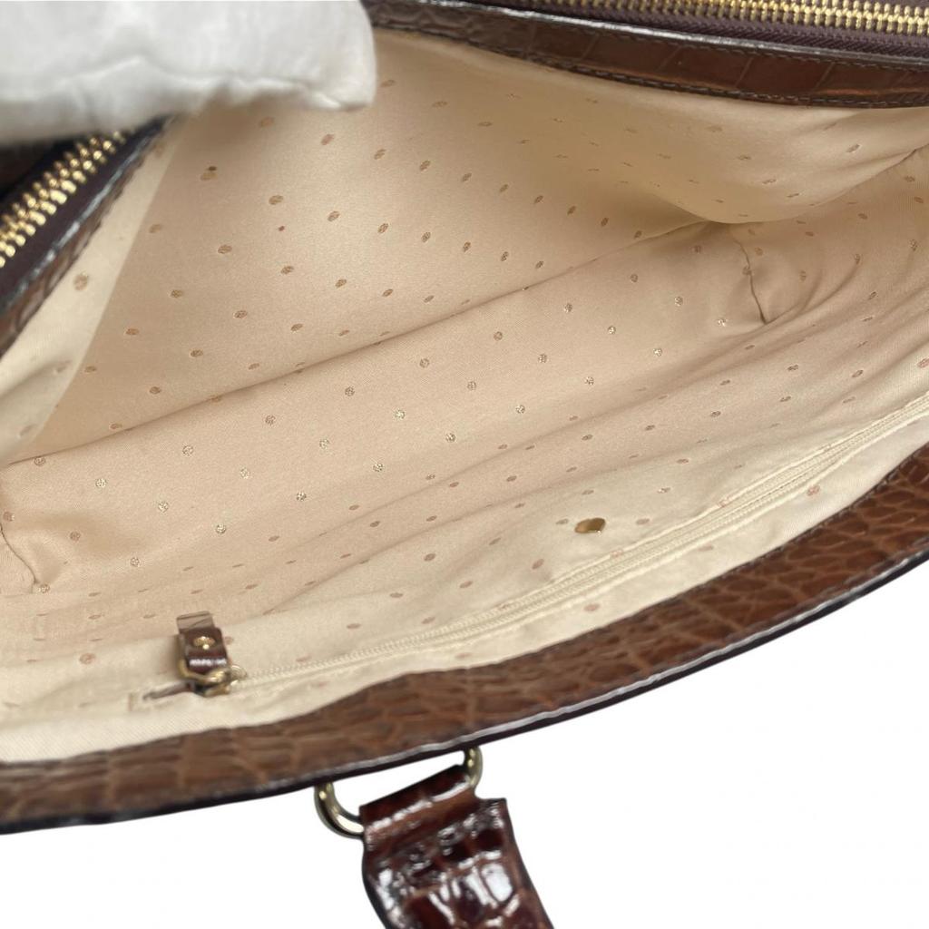 Kate Spade New York Croco Embossed Handbag Leather Brown Women Used