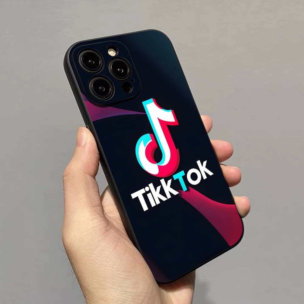 T-TikTok-K For Iphone 17 16 15 11 13 14 Pro Max Plus 12 Mini Black Shell Cover Phone Case