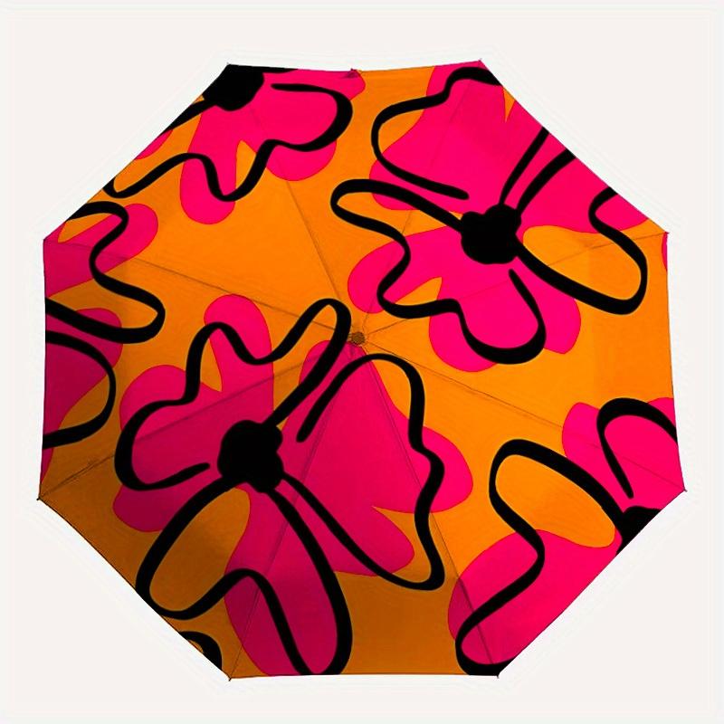 

1pc Floral Vibrant Automatic Open/close, All-Season Portable Folding Umbrella, Travel, Everyday, Formal Events - Compact Luxury Parasol, Outdoor Acces