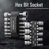 14-Piece Hex Shank Non-Magnetic Socket Set for Air Wrench (Metric/Imperial)