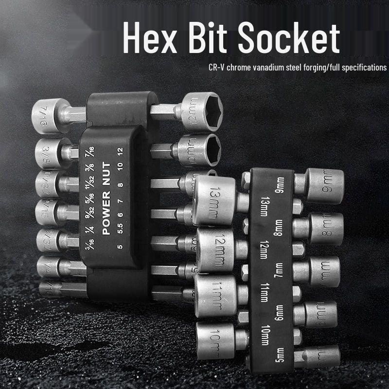 14-Piece Hex Shank Non-Magnetic Socket Set for Air Wrench (Metric/Imperial)