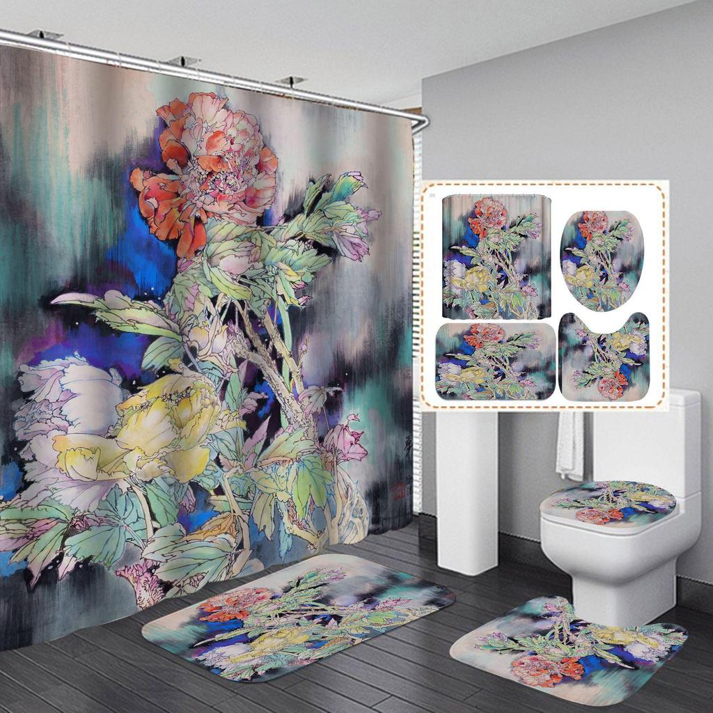Xiyin Waterproof High Definition Shower Curtain Set - Four-Piece, No-Drill Partition for Bathroom or Hotel.