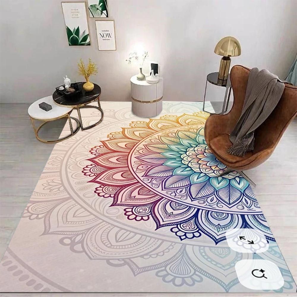 Bohemian Mandala Feather Carpet Various Styles With Colorful Floral Dreamcatcher Abstract Patterns Rug For Living Room Decor