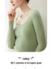 Women's Slim-Fit U-Neck 100% Cashmere Sweater - Low Round Neck Knit Base Layer