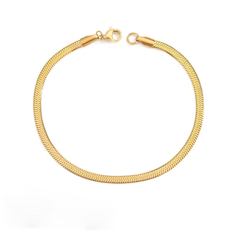 eManco Women's Stainless Steel Snake Chain Bracelet - Thin, Versatile, Flat Style, Perfect for Couples