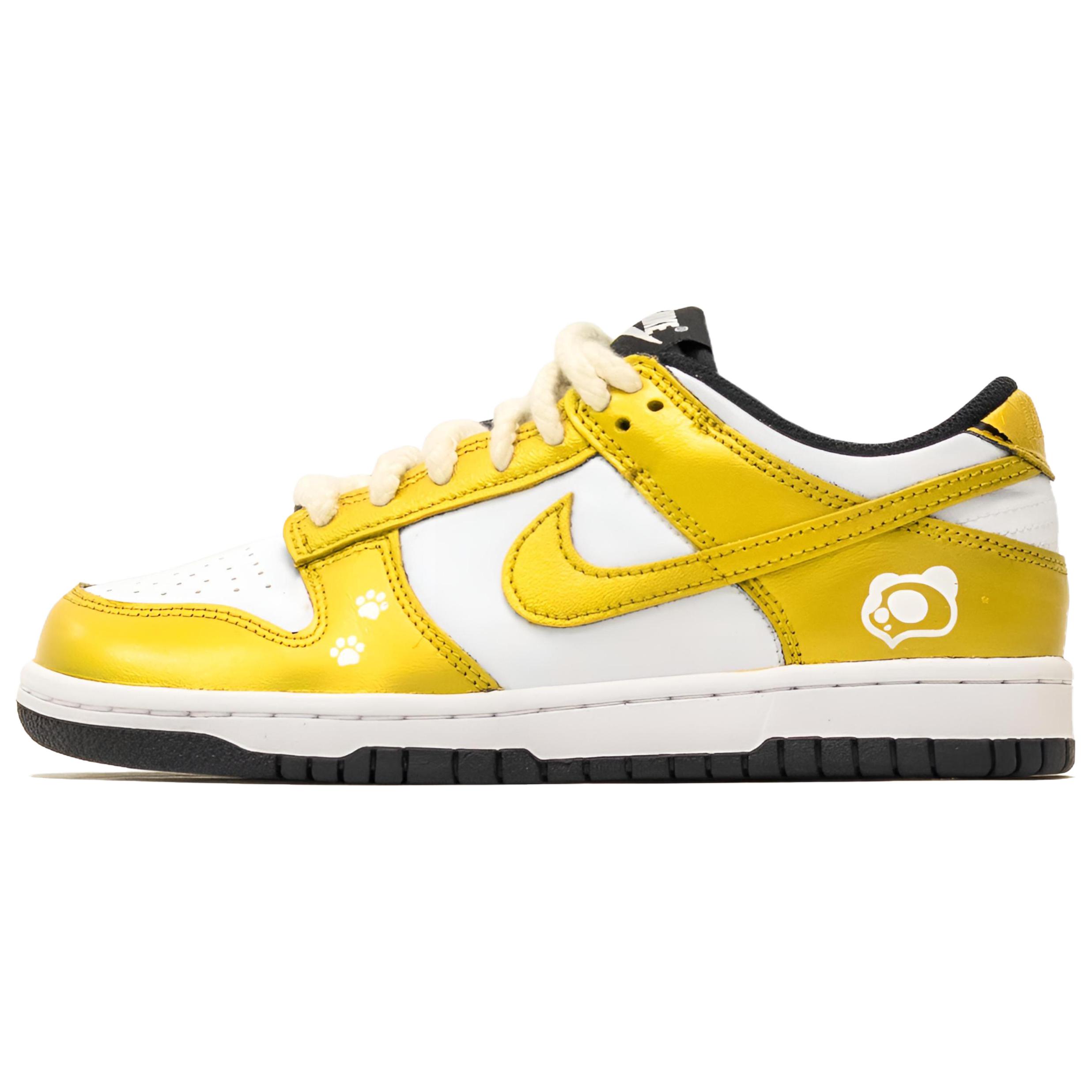 

Nike Dunk Sun Bear Leather Slip Resistant Abrasion Resistant Low top Skateboard Shoes Unisex White Gold CW1590-100(Team1347-) 38.5