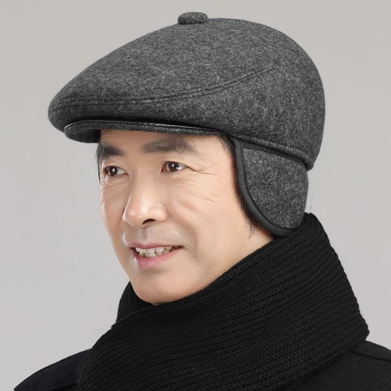Hat Men's Cap Autumn and Winter Warm Ear Protector Forward Hat Grandpa Old Man Cotton Hat