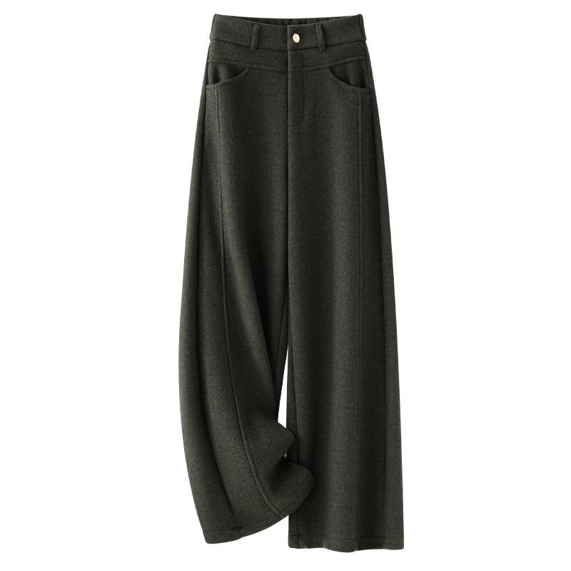 

Women s Elegant Green Wide-Leg Pants - Winter 2025: Unique, Beautiful, Relaxed Fit, Slimming Straight Banana Style L