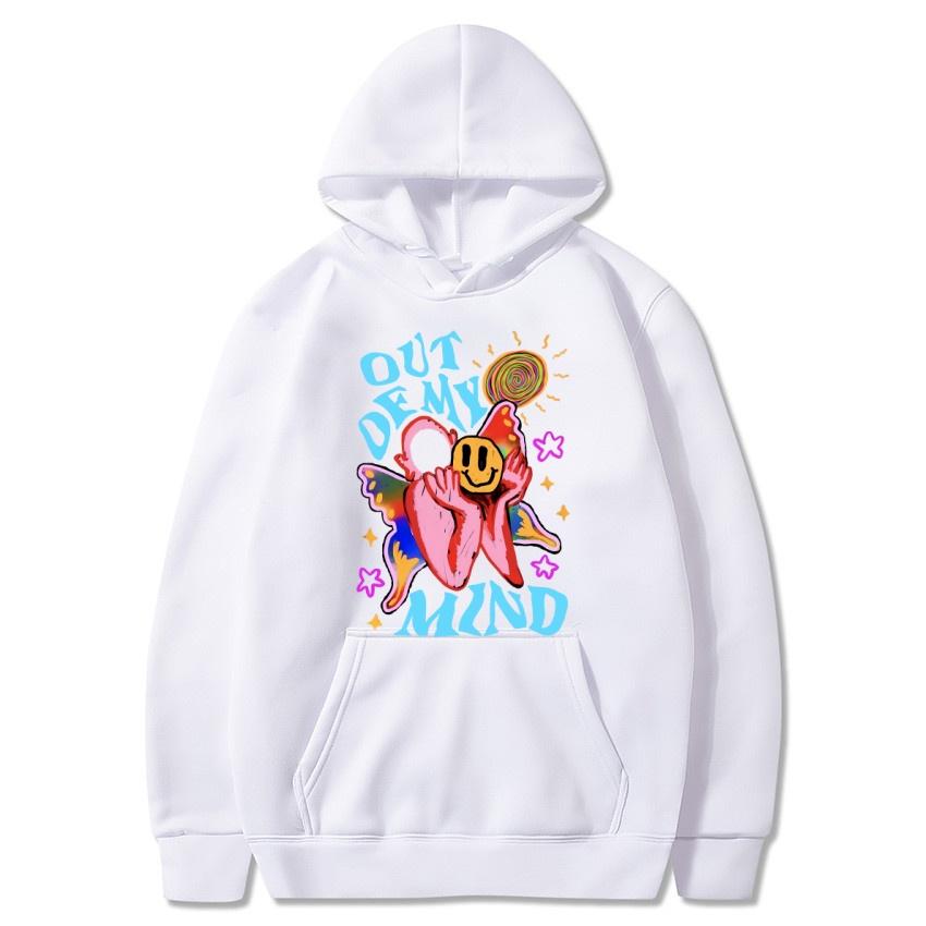 Out of my mind graffiti autumn/winter hoodie hip-hop street college classic pullover daily fashion casual warm hoodie gift