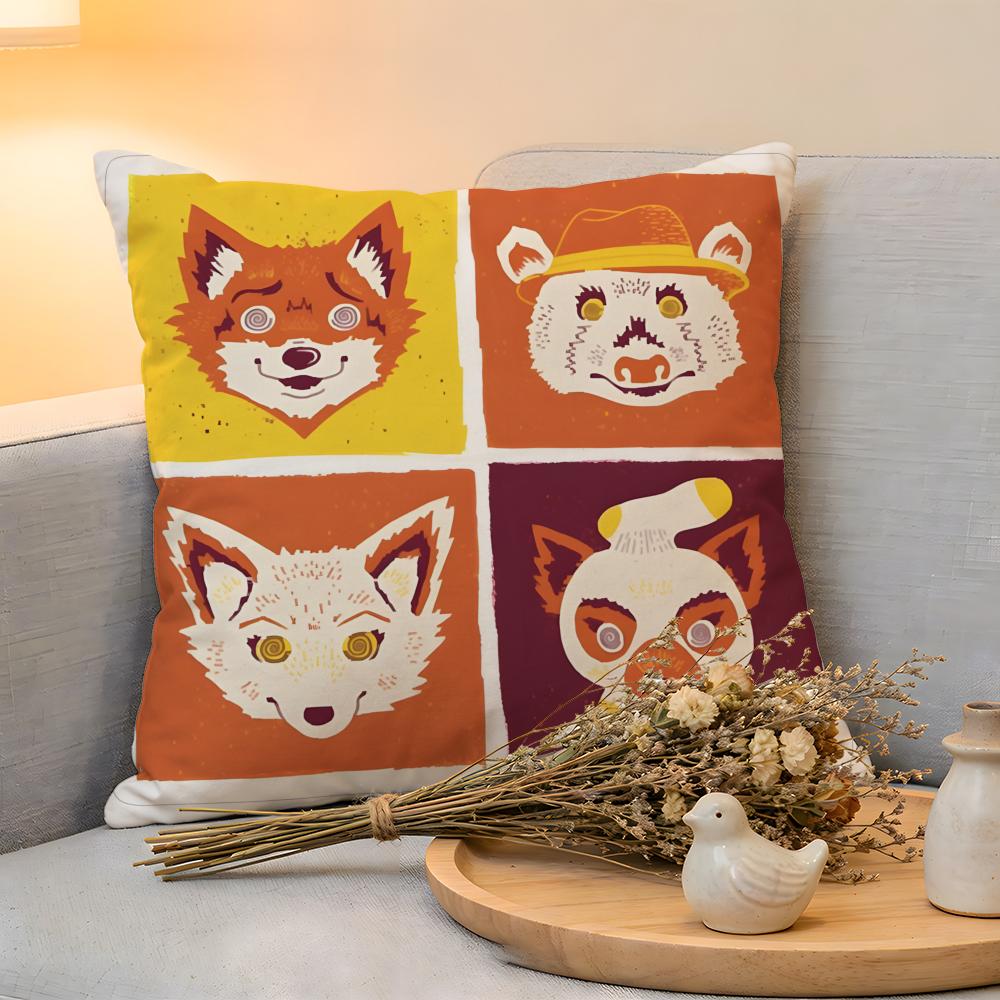 Cushion Cover  Linen  SkinFriendly Soft Decorative Case for Sofa Home Decor Movie The Fantastic Mr Fox Pillow cover