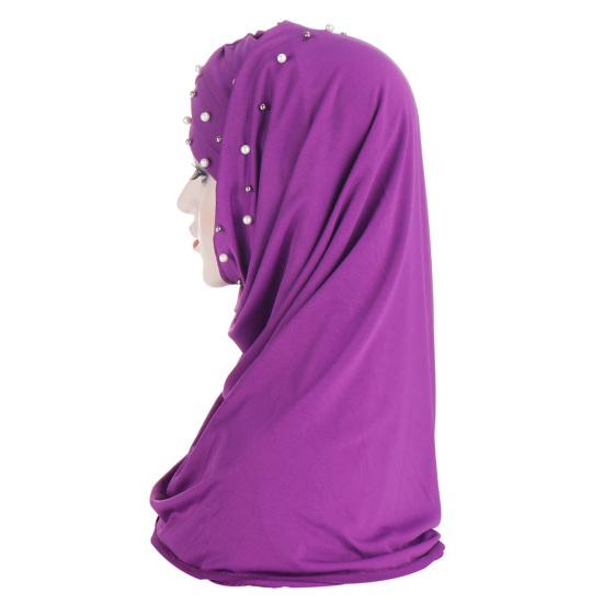 Fashion Women Headscarf Round Beads Faux Pearl Headwear Scarf Wrap for Daily Life