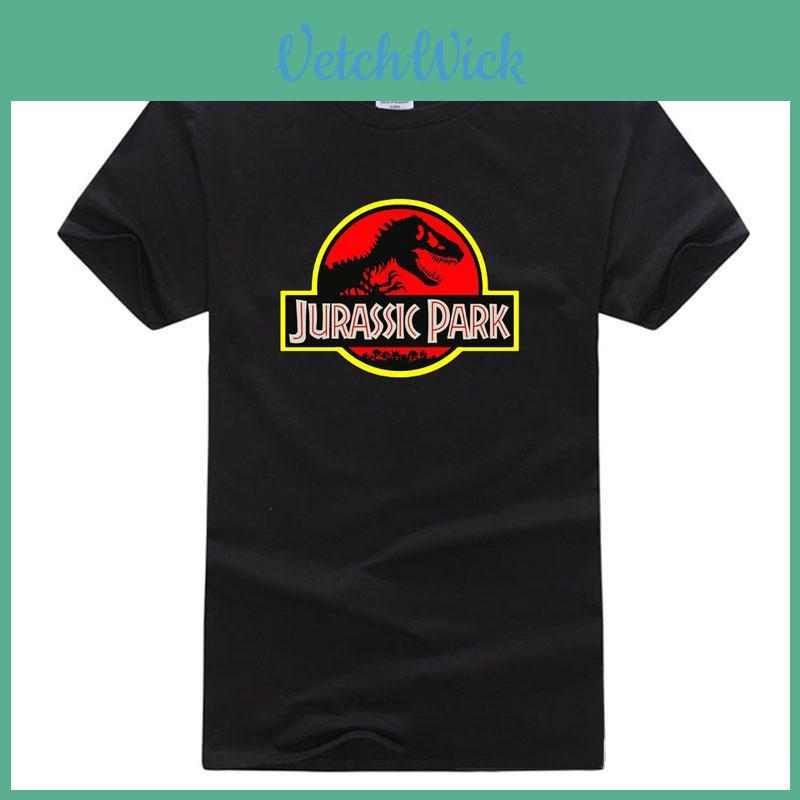 T-shirt Elegante da Uomo Jurassic Park Logo Originale Film T-rex Dinosauro Per Fan
