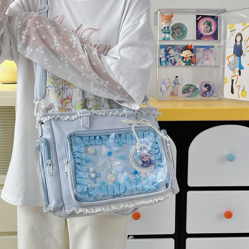Kawaii Bowknot Itabag Tote - Sweet JK Girl Anime Transparent Badge Carrier