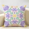 Pink Blue And Green Abstract Cushion Cover Durable Hypoallergenic Organic Linen Pillow Cover Short Size Washable Skin-Friendly