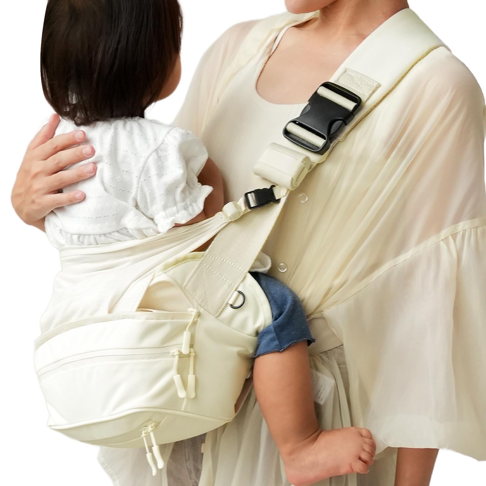 

Tecopeco Хипсит с поясничной поддержкой, наплечная сумка, переноска для ребенка (слоновая кость)