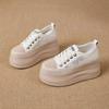 Scarpe muffin estive in pizzo traspiranti con suola spessa da donna, a rete traforata, con suola spessa, scarpe bianche piccole casual allacciate, piccole