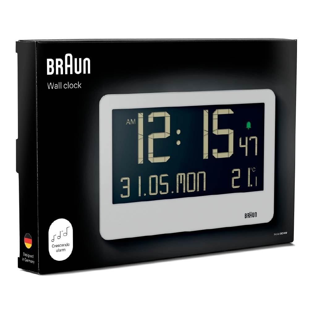 Braun Digital Wall White Clock/Table Clock, BC14W,
