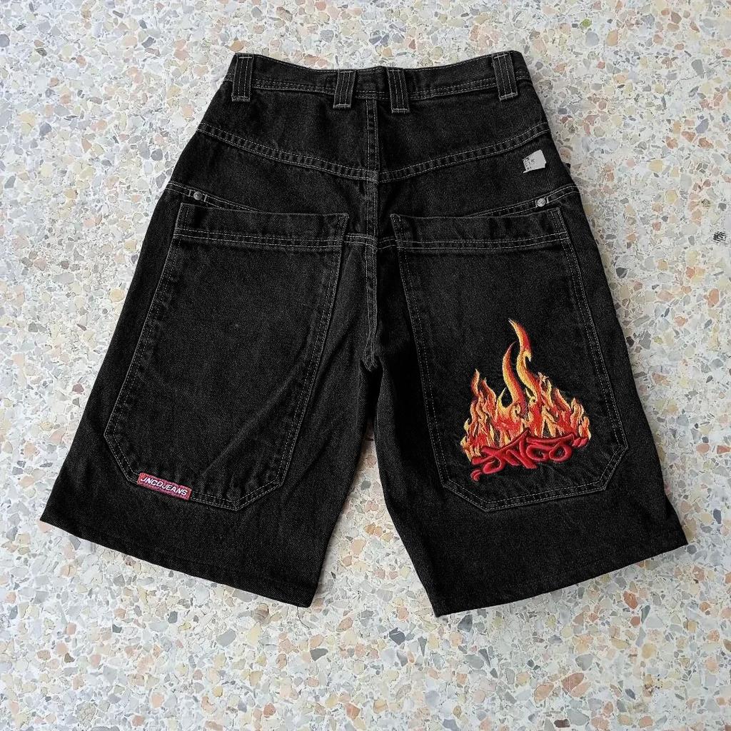 Unisex Y2K Baggy Shorts Vintage American Streetwear Printing Denim Shorts 2000s Hip Hop Men Women Casual Basketball Shorts