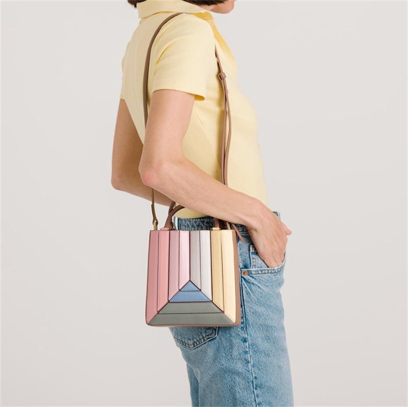 Crossbody Bag for Women's Fashion Design, High-end, Westernized, Contrasting Color Patchwork, One Shoulder Handbag