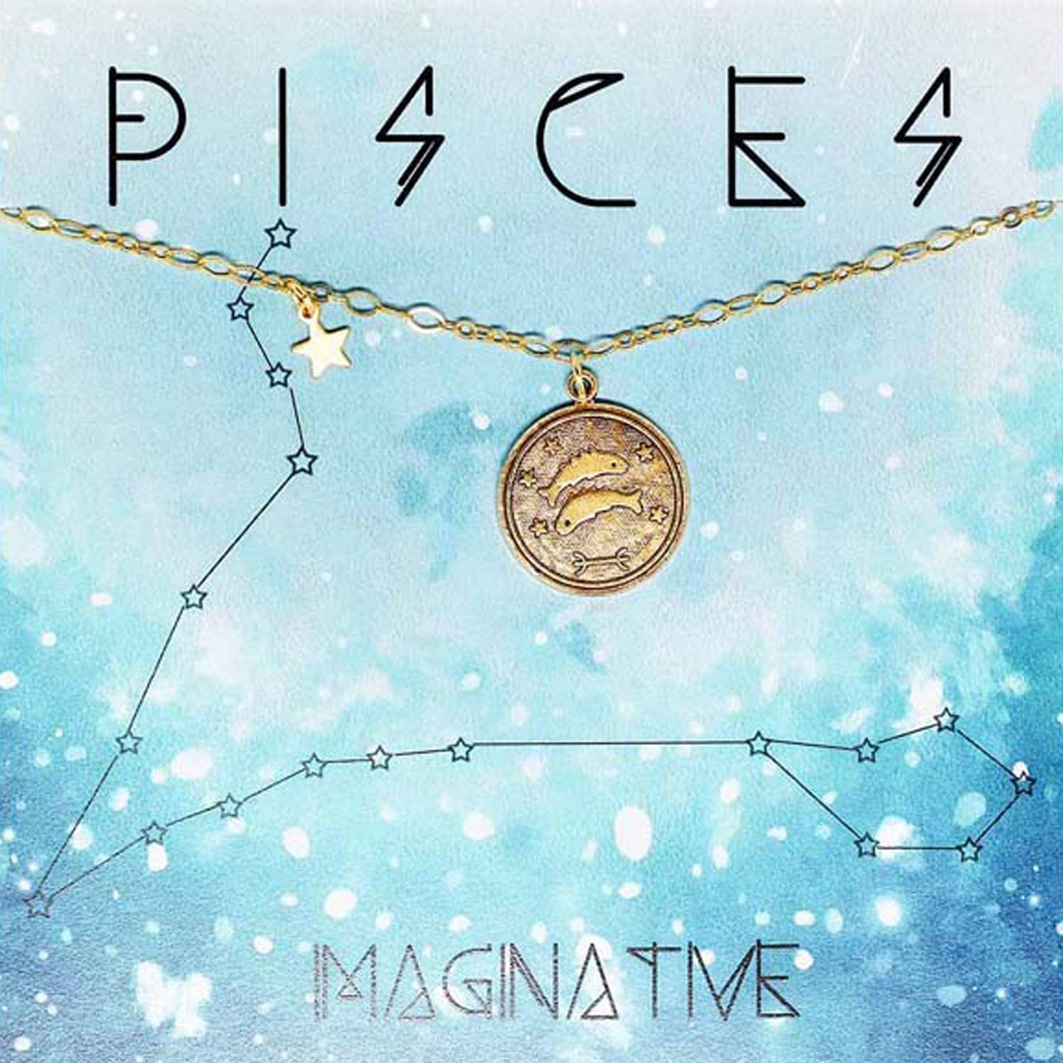 Amano Studio Zodiac Medallion - Pisces Constellation Necklace Jewelry - Gift for Pisces