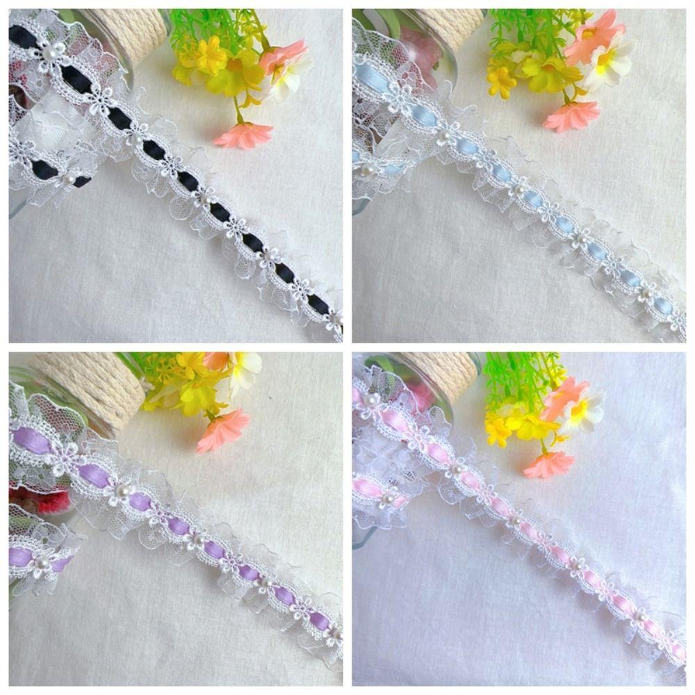 Delicate Polyester Fabric Trim Lace Bead Embroidery Flower Embroidery Lace Lolita Style Decorative Strap Home