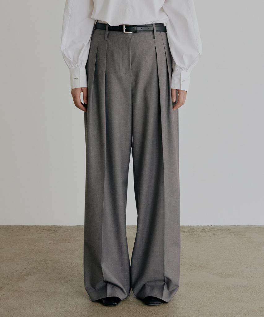 ARTID Double-Pleat Wide Slacks_Grey