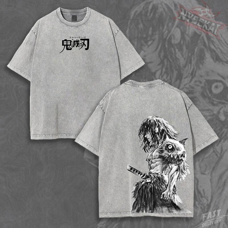 Inosuke Hashibira Beast Breathing Graphic Tee Summer Unisex Loose And Breathable Cotton Tshirt Top