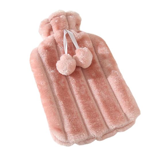 2000ML Rubber Hot Water Bottle with Soft Plush Cover Leak-Proof Back Neck Shoulder Menstrual Cramp Pain Relief Hot Cold Compress Warmer Bag