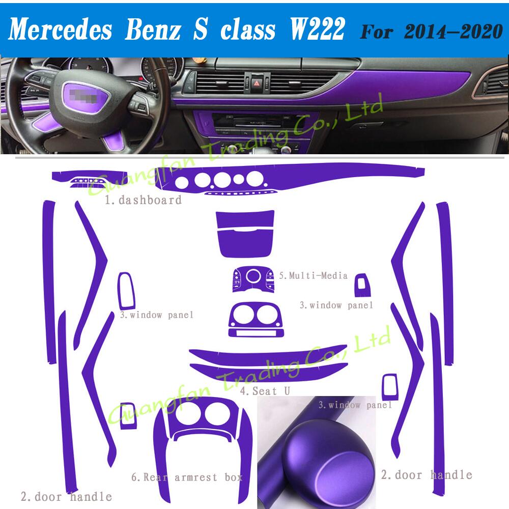 car-Styling 5D Carbon Fiber Car Interior Center Console Color Change Molding Stickers Decals For Benz S class W222 2014-