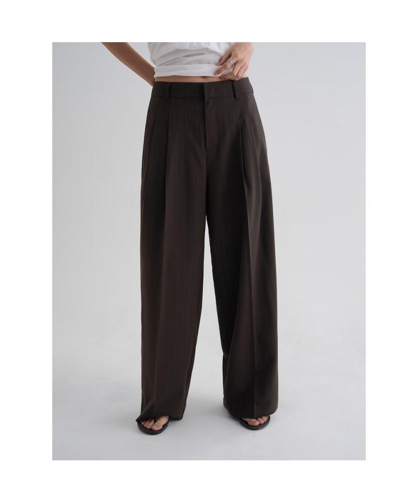 8SECONDS Striped Wide Slacks Brown
