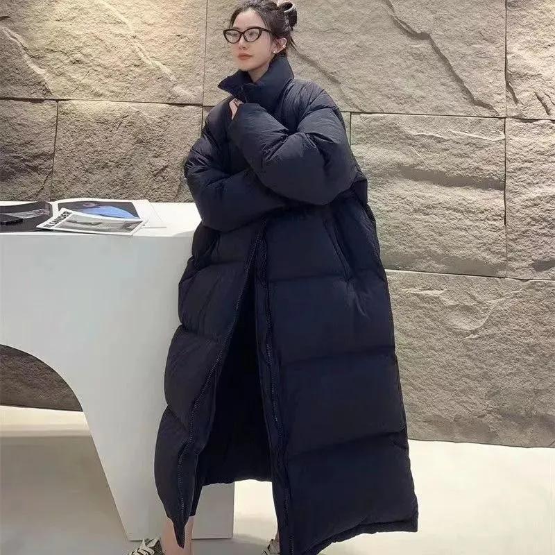 Winter Neue Daunen Baumwolle X-lange Parkas Damen Dicke Warme Wattierte Jacke Winterkleidung Wasserdicht Damen Puffer Mantel