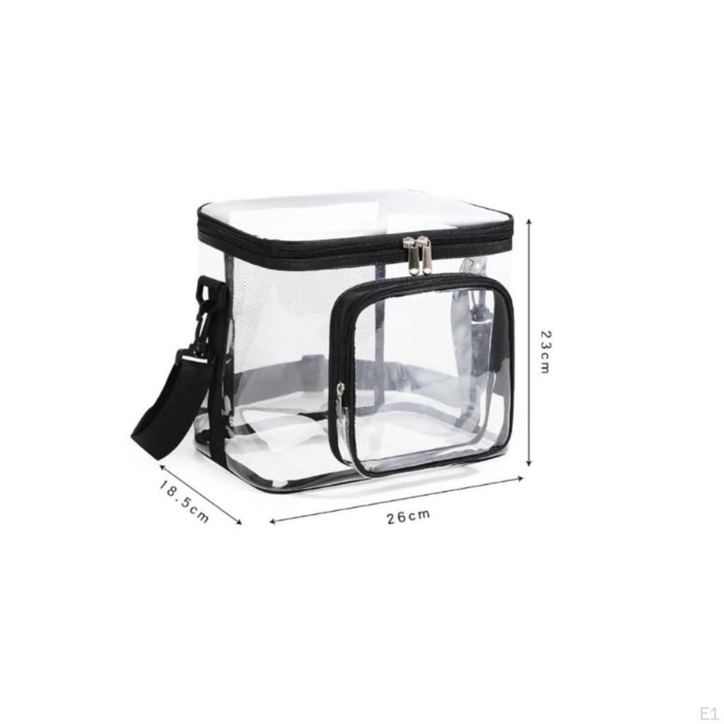 Clear PVC Storage Bag Transparent Rectangular Black Trim Carry Item