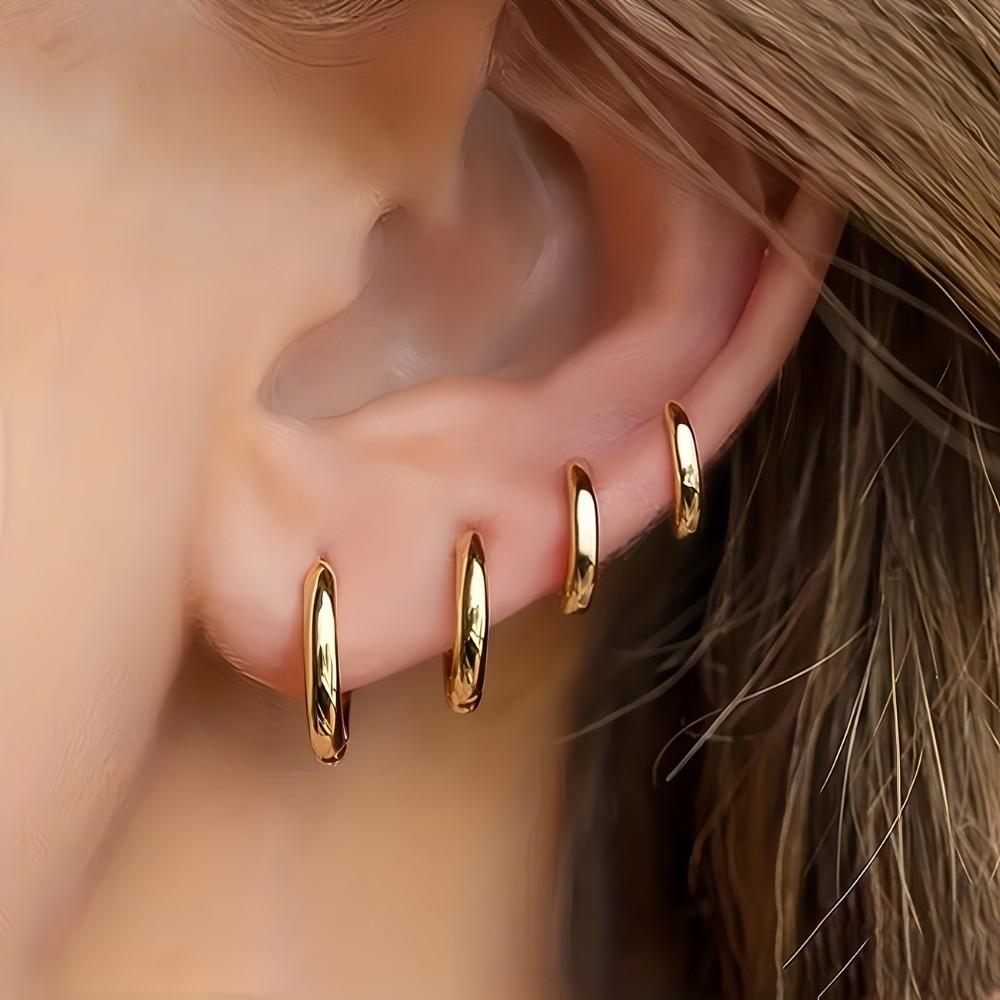 4 pairs Light Luxury Small Hoop Earrings Minimalist Earrings Set Stainless Steel Earrings  Wedding
