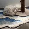 Thick Flocking Ocean Wave Rug Non Slip Rubber Back Washable Acrylic Floor Mat For Bedroom Bathroom Beach House Decor