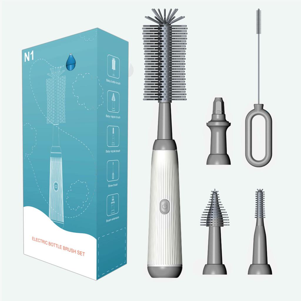 Electric Bottle Brush, 6 Piece Bottle Brush Set with Baby Bottle Brush Cleaner, Nipple Brush, Pacifier Cleaner, Straw Cleaner Brush, Gifts for Newbor