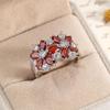 Dragon's Intention Luxurious Ruby Red Floral Zircon Ring: European & American Style