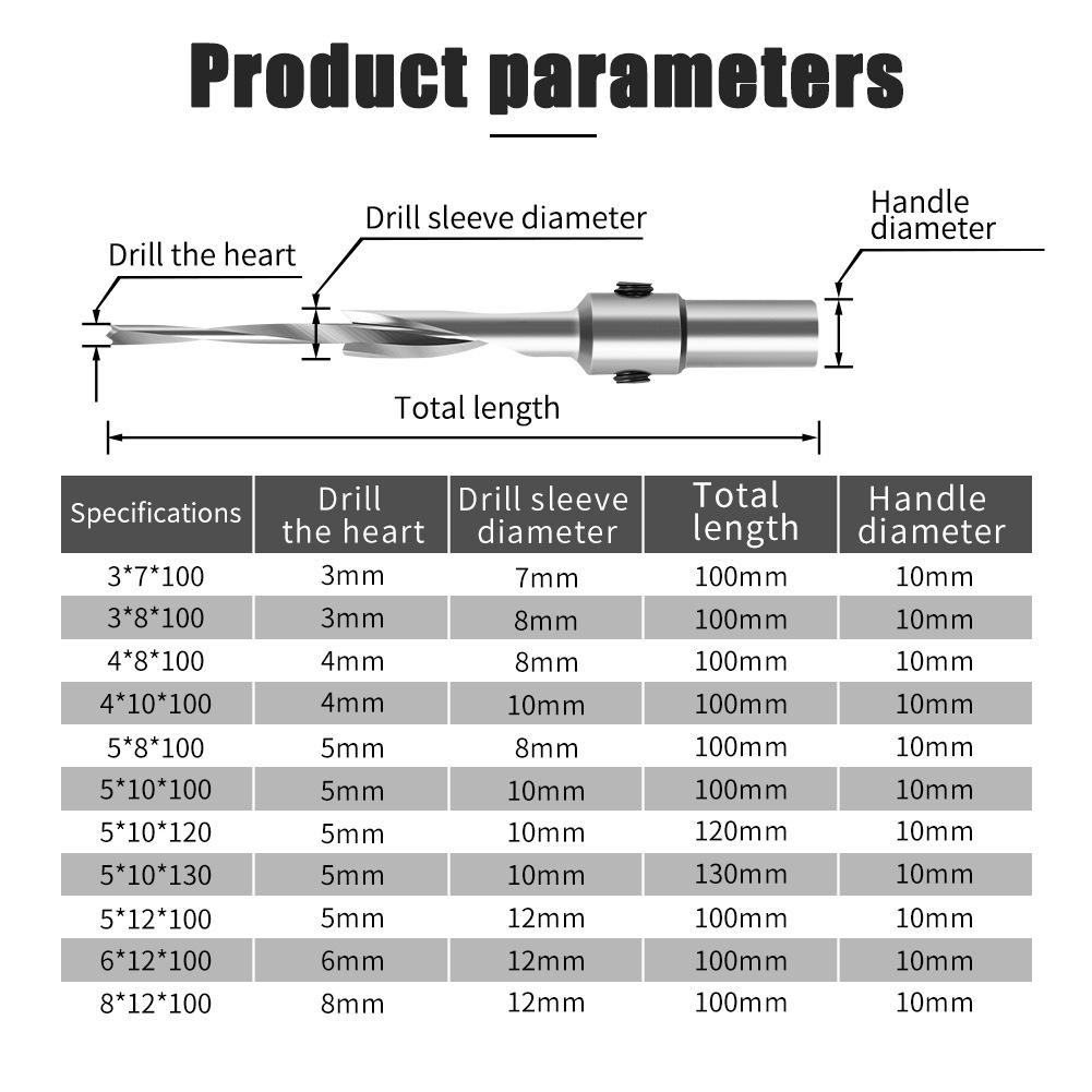 10Mm Woodworking Salad Drilling Countersunk Hole Drilling Countersunk Head Screw High Speed Steel Drill Core Mother Drill Bit Step Drill Wholesale