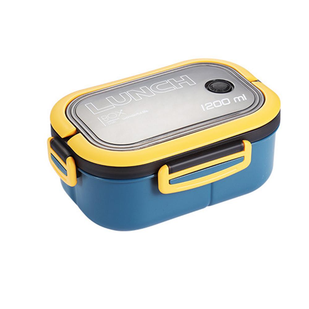 

1PC Multi-Layered Compartment Lunch Box With Fork And Spoon, Handle And Seal, Suitable For Students And Office Workers. 2
