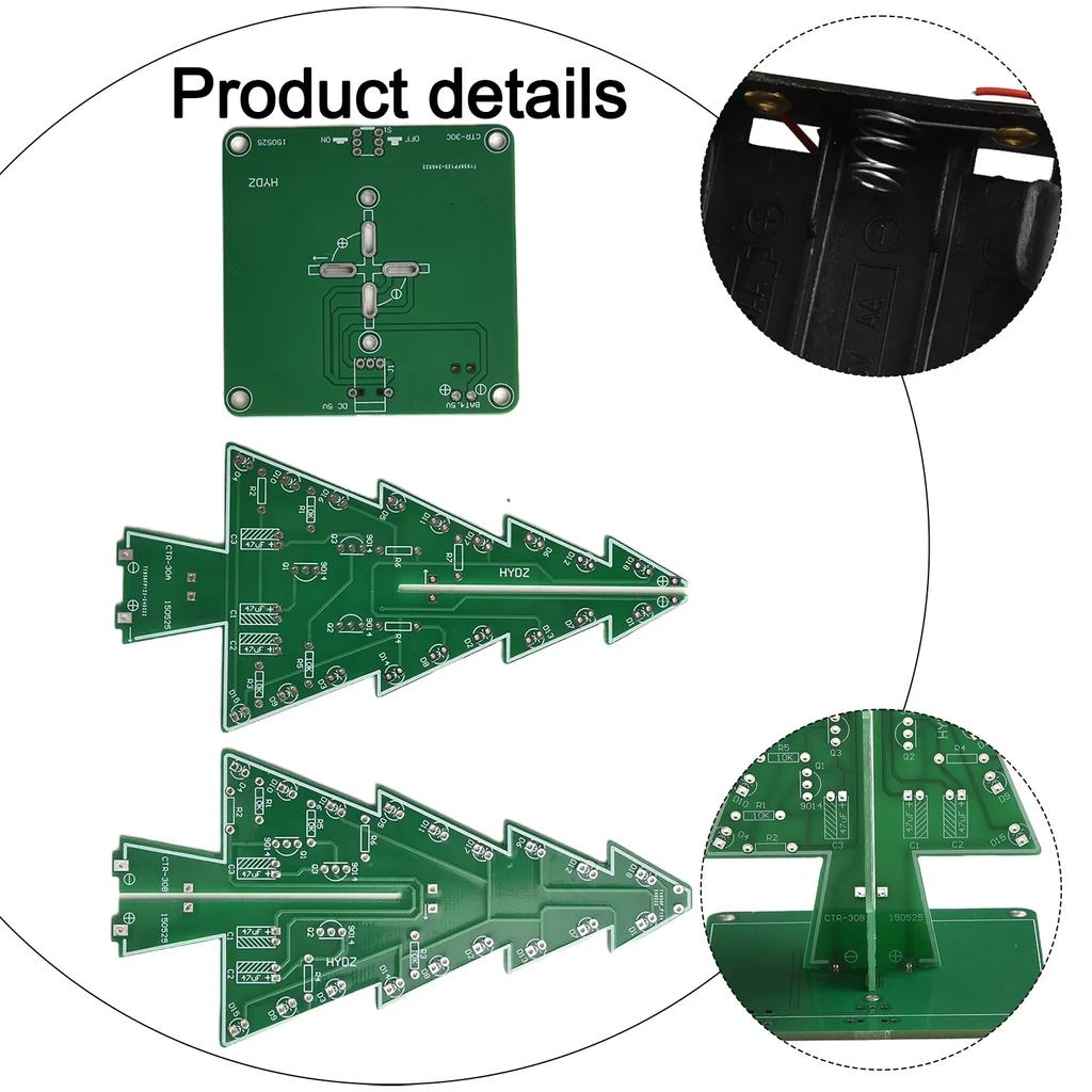 LED-Blitz-Weihnachtsbaum-Kit, DIY-3D-LED-Blitz-Schaltkreis-Kit, dreidimensionaler Weihnachtsbaum, elektronischer Spaß-Kits 60 x 60 x 136 mm