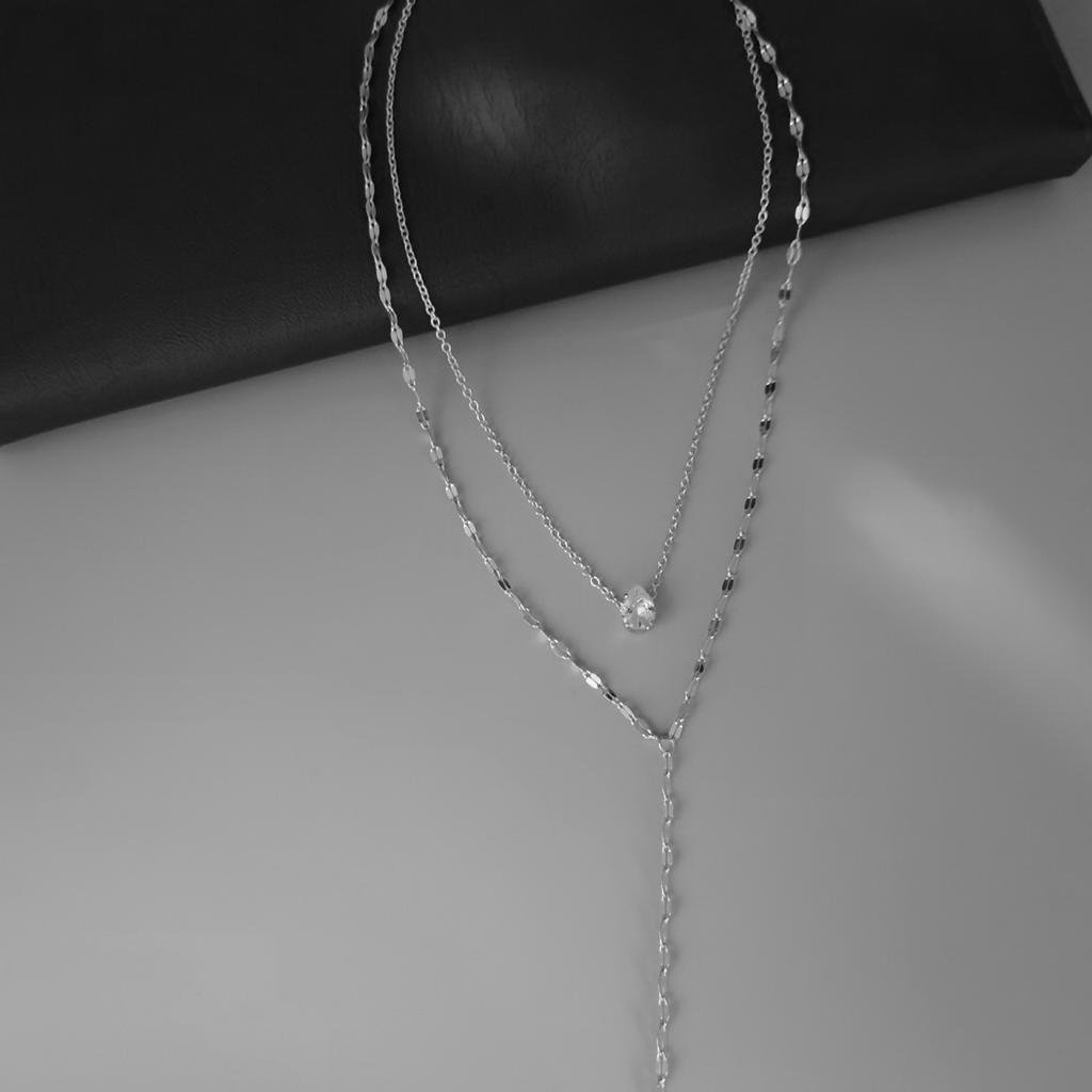 High-end Long Y-shaped Tassel Flash Diamond Necklace Female Niche Light Luxury Double-layer Sexy Collarbone Chain Exquisite Neck Chain Tide