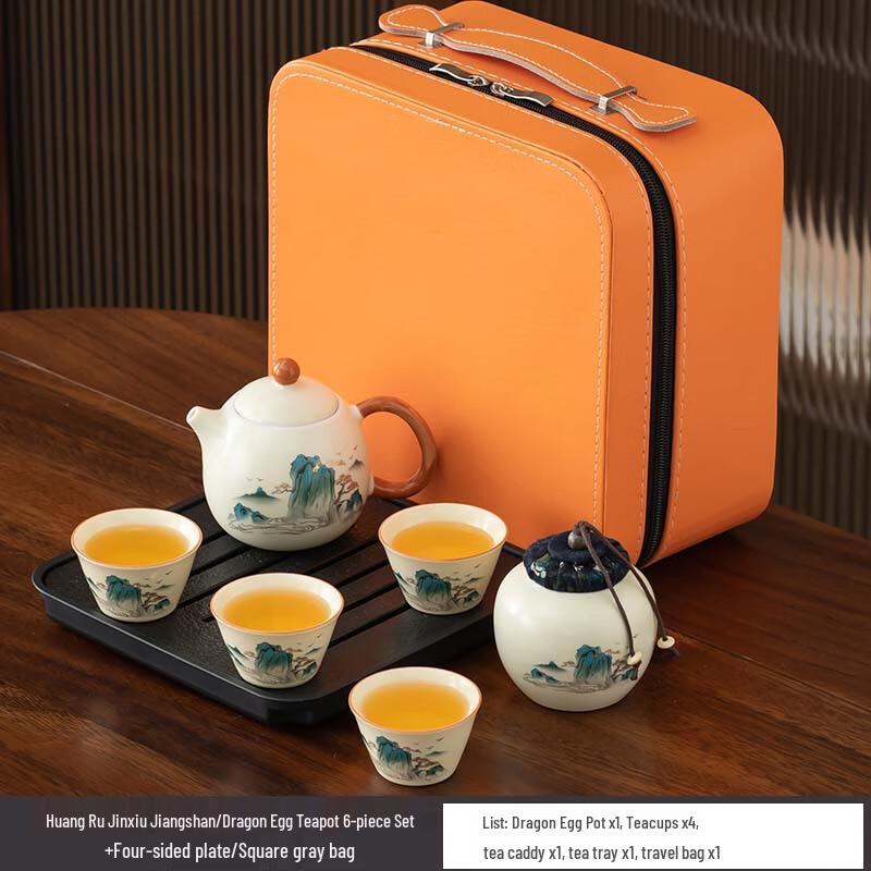 Chinese Ceramic Dragon Egg Teapot Set