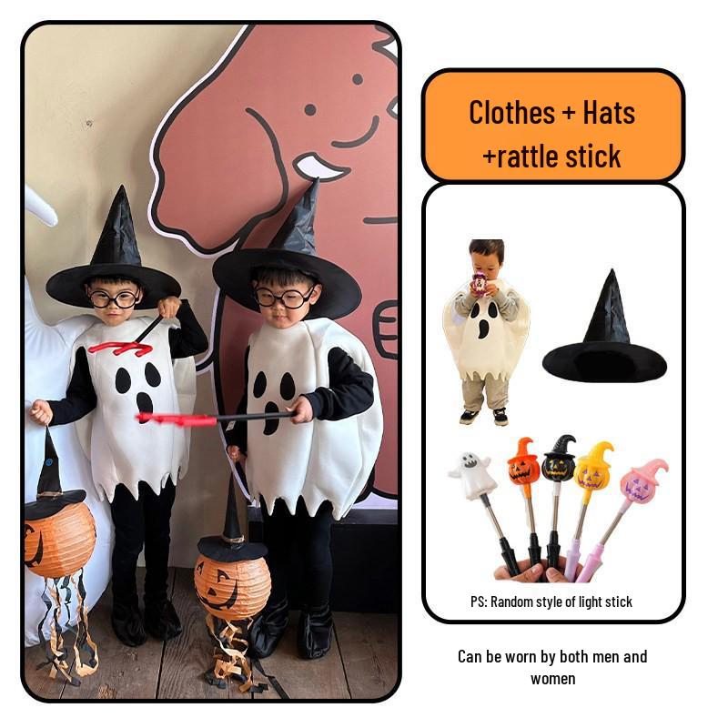 Halloween Pumpkin Ghost Costume Set for Boys with Cloak, Cape & Props