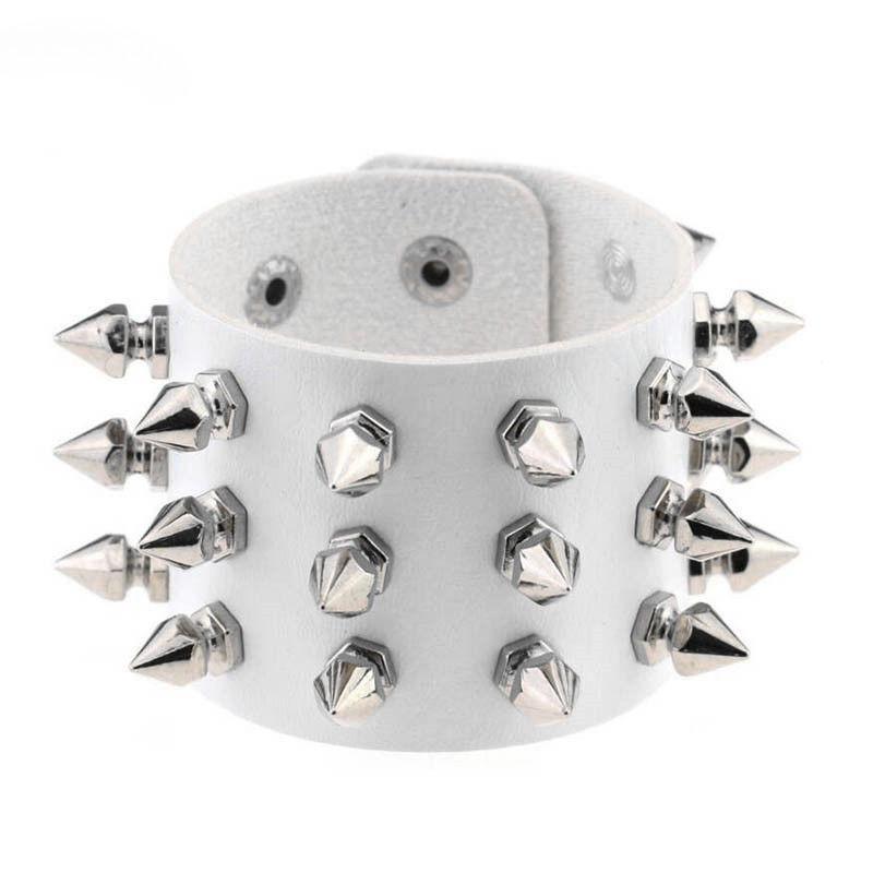 1Pc Fashion Punk Gothic Skull Rivets Dark Vintage Couple Leather PU Bracelet Couple Bracelet Bracelet