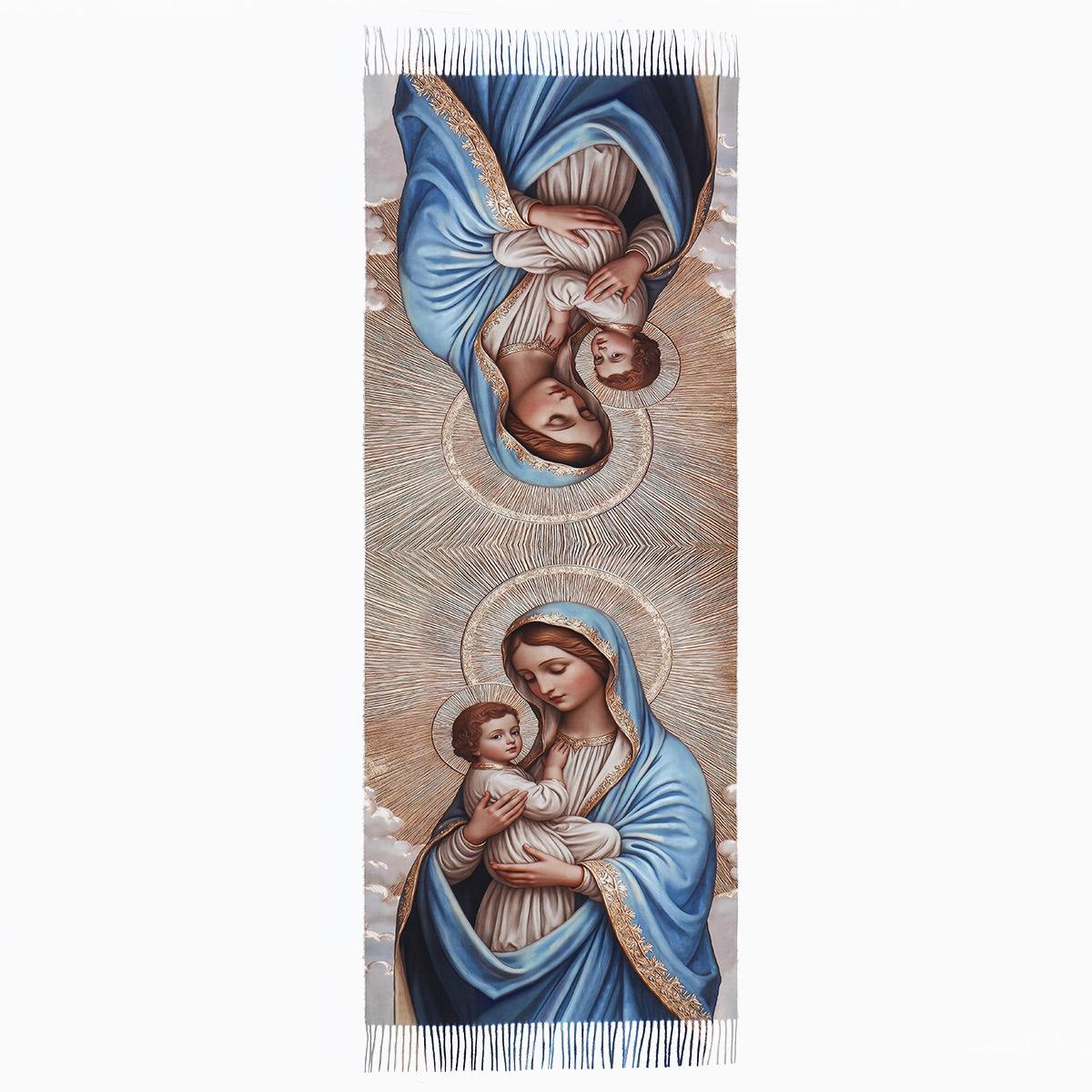 

Autumn And Winter New Madonna Printing Imitation Cashmere Thickened Long Scarf Warm And Versatile With Shawl Women S Scarf 180X70CM